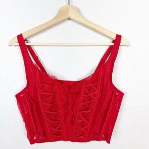 Victorias Secret Size XXL Ethereal Sexy Dream Angels Red Lace Unlined Corset Top